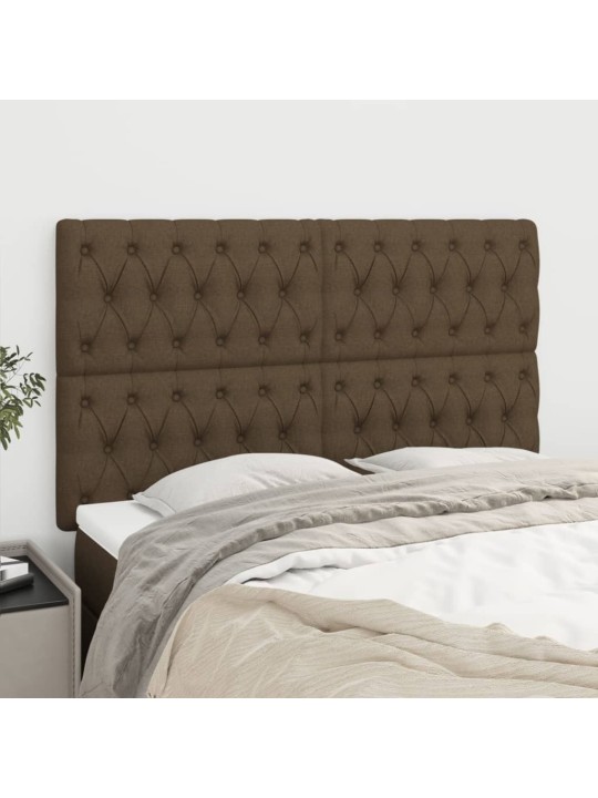 Čela postele 4 ks tmavě hnědá 72x7x78/88 cm textil