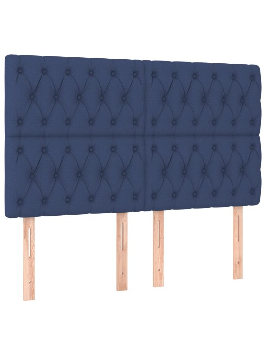 Čela postele 4 ks modrá 72x7x78/88 cm textil