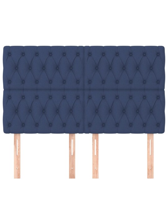 Čela postele 4 ks modrá 72x7x78/88 cm textil