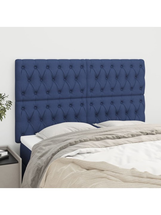 Čela postele 4 ks modrá 72x7x78/88 cm textil