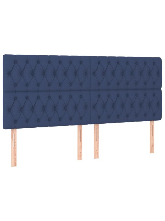 Čelo postele 4 ks modré 90 x 7 x 78/88 cm textil