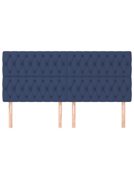 Čelo postele 4 ks modré 90 x 7 x 78/88 cm textil