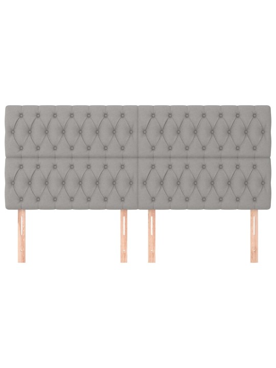 Čelo postele 4 ks světle šedé 100 x 7 x 78/88 cm textil