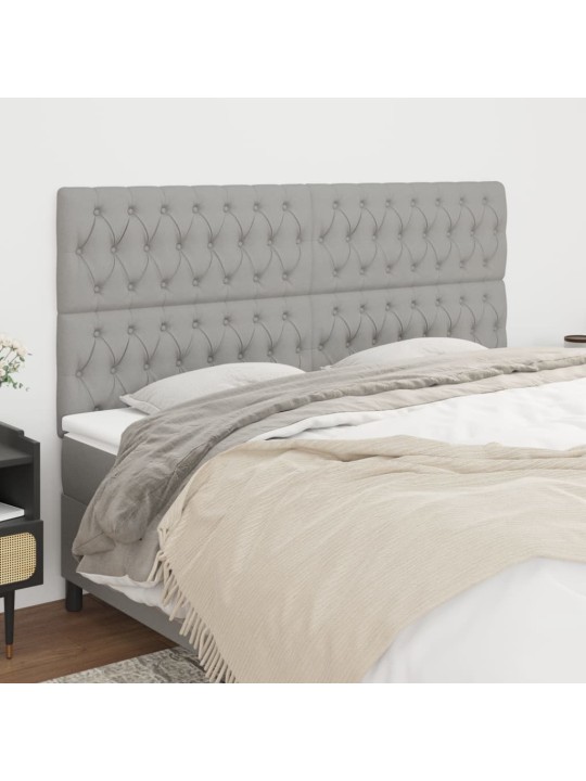Čelo postele 4 ks světle šedé 100 x 7 x 78/88 cm textil