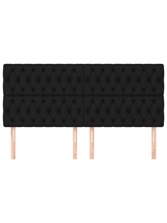 Čelo postele 4 ks černé 100x7x78/88 cm textil