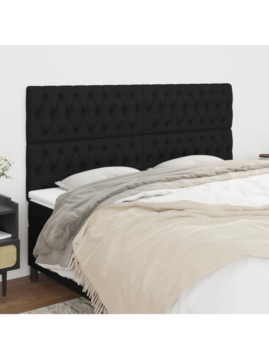 Čelo postele 4 ks černé 100x7x78/88 cm textil