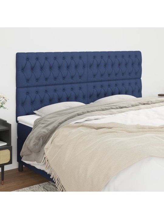 Čelo postele 4 ks modré 100x7x78/88 cm textil