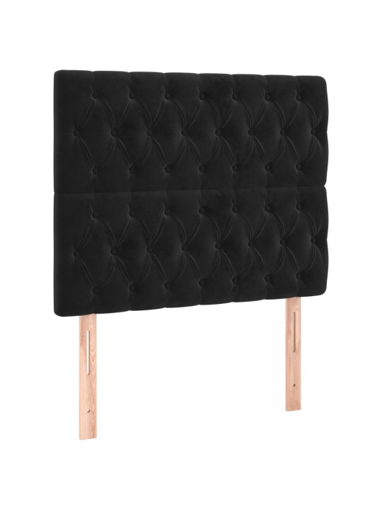 Čelo postele 2 ks černé 90x7x78/88 cm samet