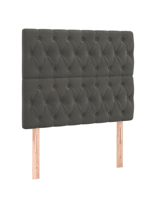 Čelo postele 2 ks tmavě šed 100x7x78/88 cm samet