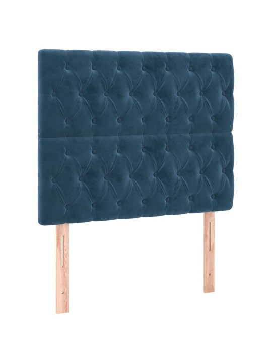 Čelo postele 2 ks tmavě modré 100x7x78/88 cm samet