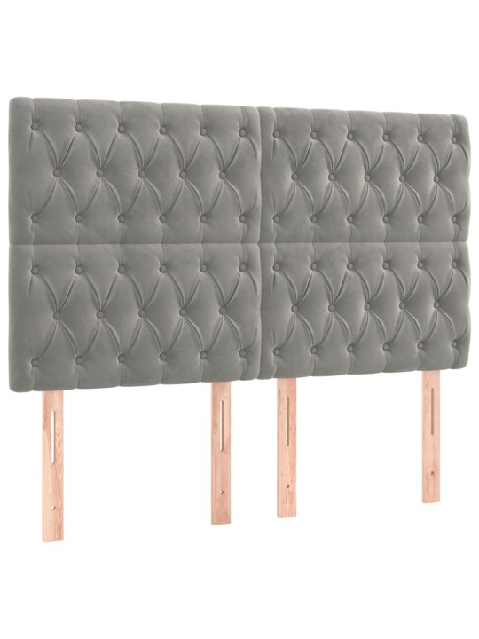 Čela postele 4 ks světle šedá 72x7x78/88 cm samet