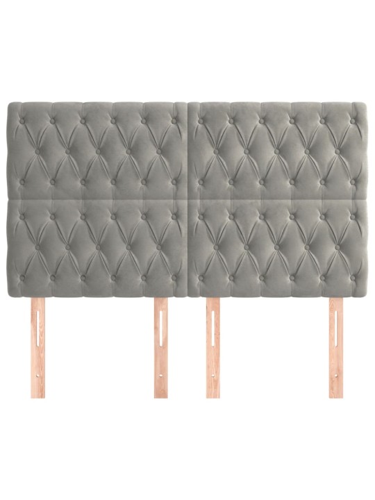 Čela postele 4 ks světle šedá 72x7x78/88 cm samet