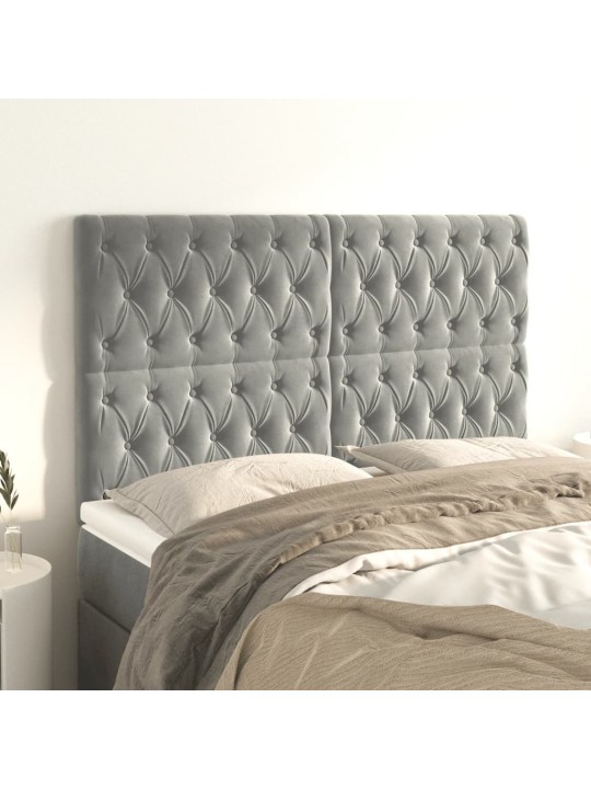 Čela postele 4 ks světle šedá 72x7x78/88 cm samet