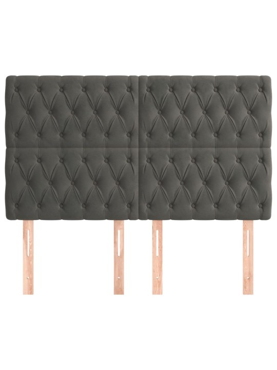 Čelo postele 4 ks tmavě šed 72x7x78/88 cm samet