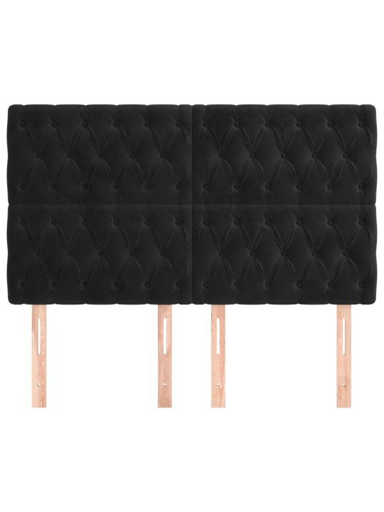 Čela postele 4 ks černá 72x7x78/88 cm samet