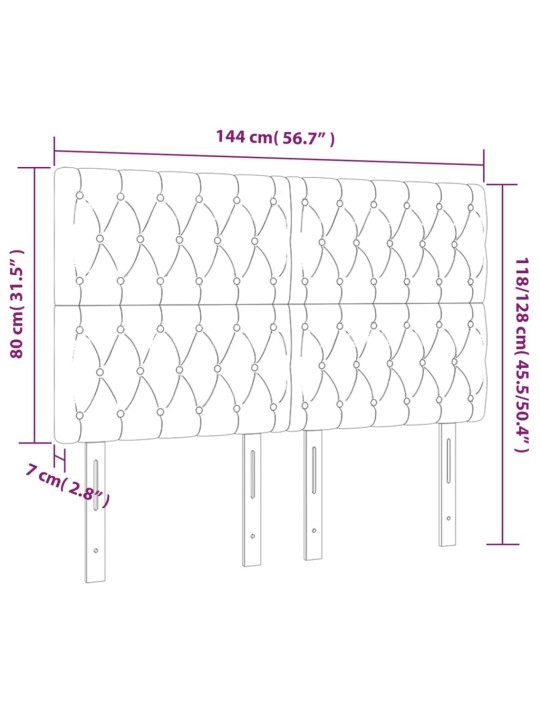 Čela postele 4 ks černá 72x7x78/88 cm samet