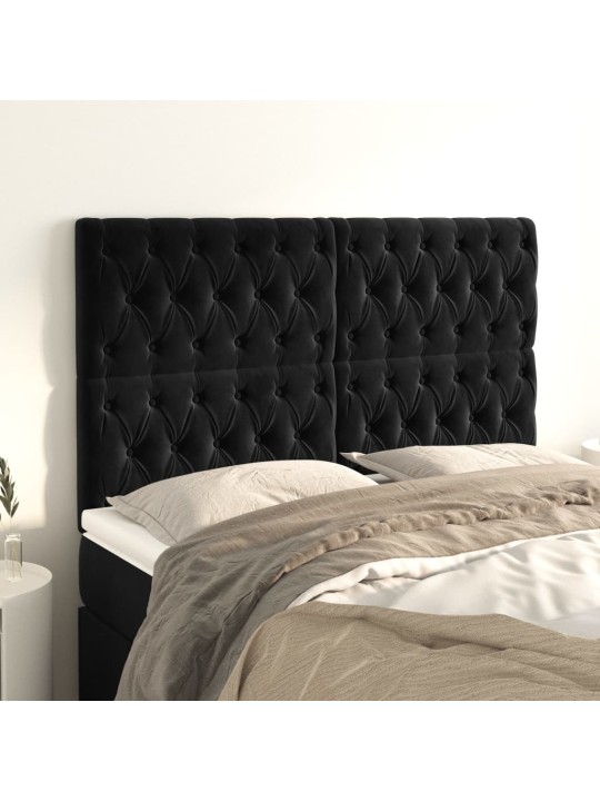 Čela postele 4 ks černá 72x7x78/88 cm samet
