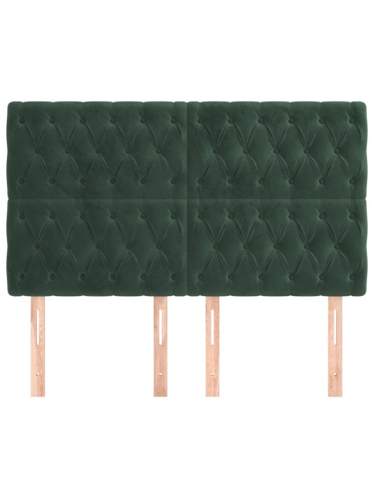 Čela postele 4 ks tmavě zelená 72x7x78/88 cm samet