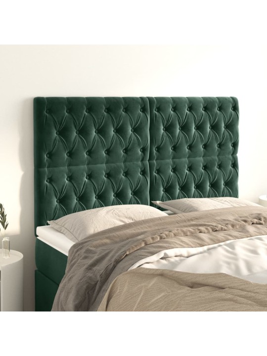 Čela postele 4 ks tmavě zelená 72x7x78/88 cm samet