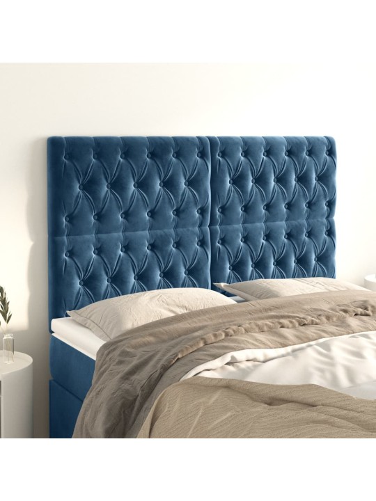 Čela postele 4 ks tmavě modrá 72x7x78/88 cm samet