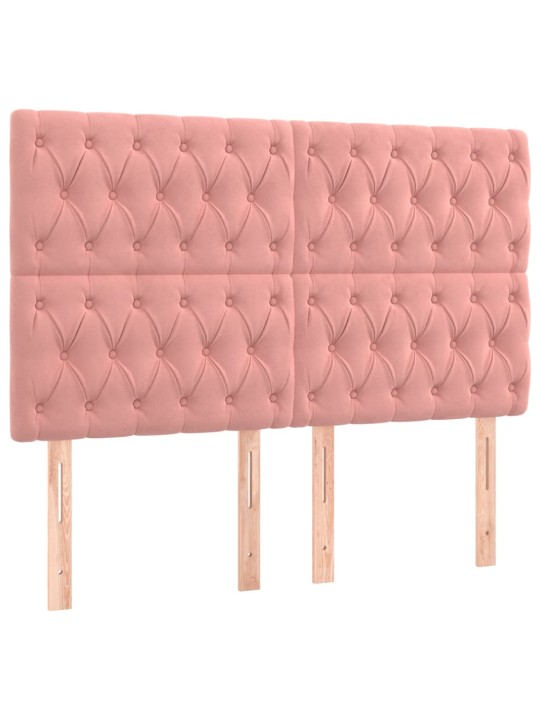 Čelo postele 4 ks růžové 72x7x78/88 cm samet