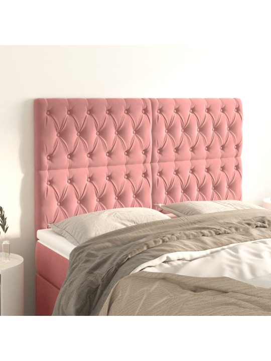 Čelo postele 4 ks růžové 72x7x78/88 cm samet