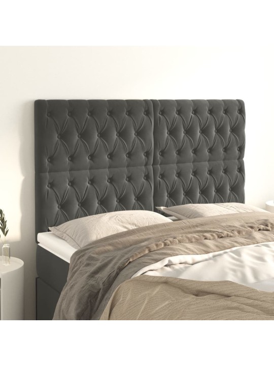Čelo postele 4 ks tmavě šed 80x7x78/88 cm samet