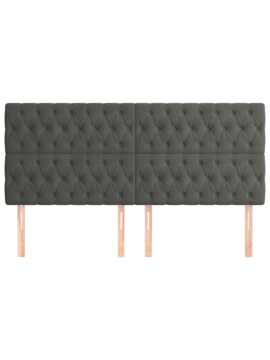 Čelo postele 4 ks tmavě šed 90x7x78/88 cm samet