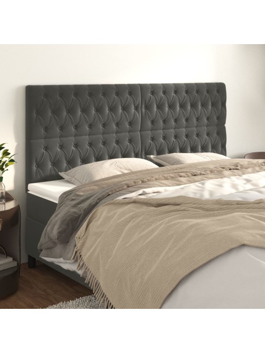 Čelo postele 4 ks tmavě šed 90x7x78/88 cm samet