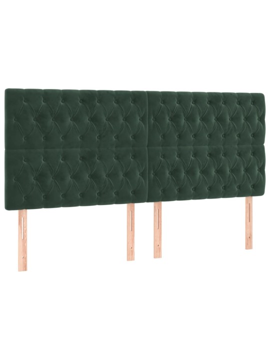 Čelo postele 4 ks tmavě zelené 90x7x78/88 cm samet