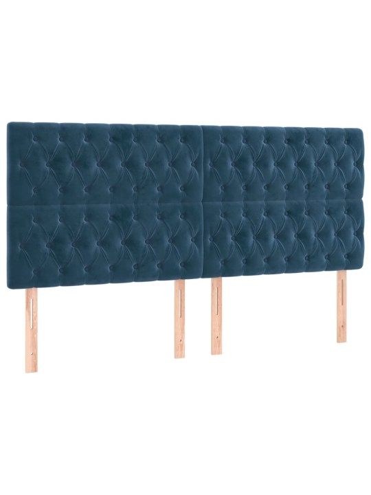 Čelo postele 4 ks tmavě modré 90x7x78/88 cm samet