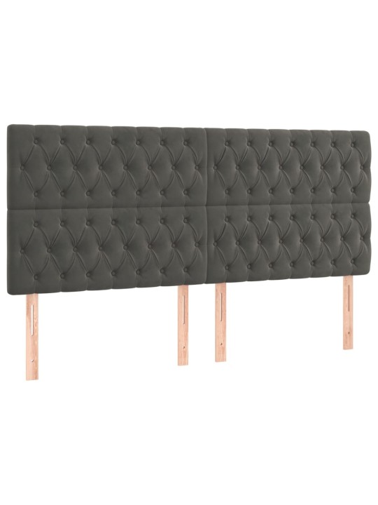 Čelo postele 4 ks tmavě šed 100x7x78/88 cm samet