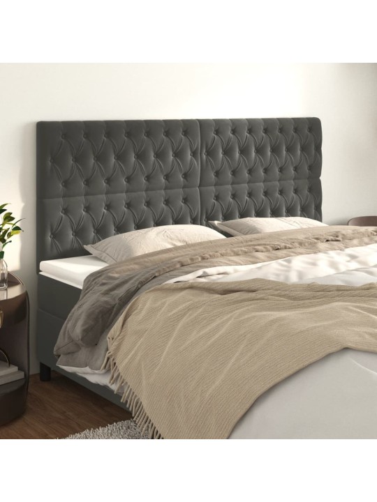 Čelo postele 4 ks tmavě šed 100x7x78/88 cm samet
