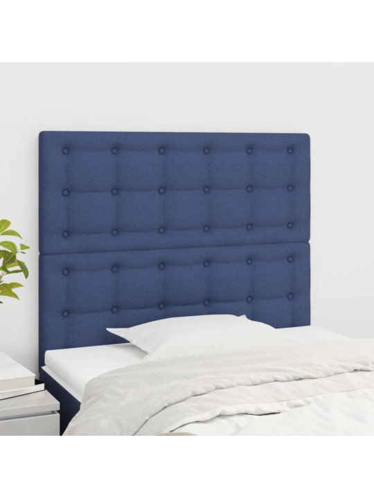 Čelo postele 2 ks modré 90x5x78/88 cm textil
