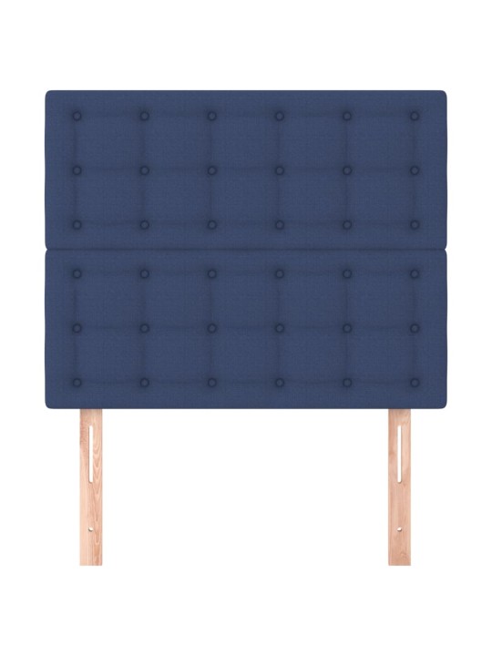 Čelo postele 2 ks modré 100x5x78/88 cm textil