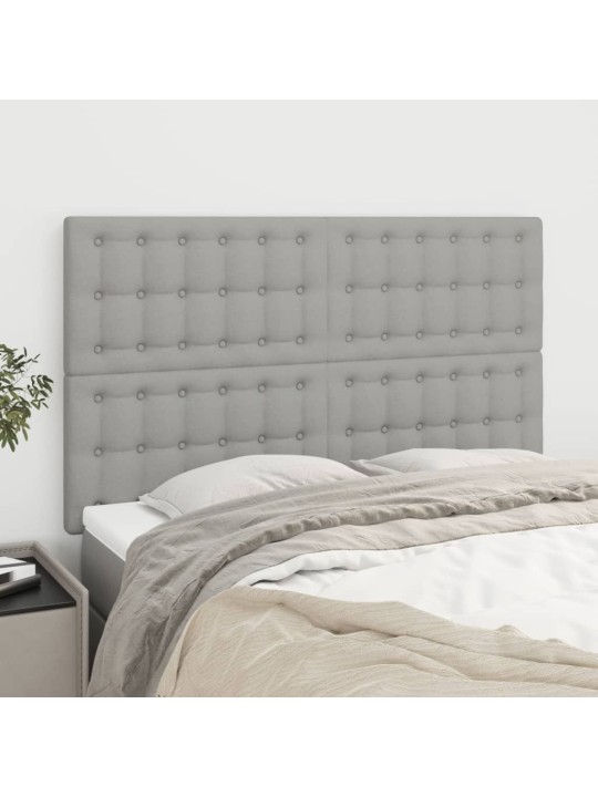 Čela postele 4 ks světle šedá 72 x 5 x 78/88 cm textil