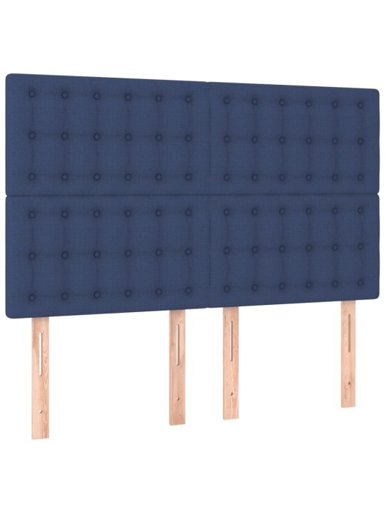 Čela postele 4 ks modrá 72 x 5 x 78/88 cm textil