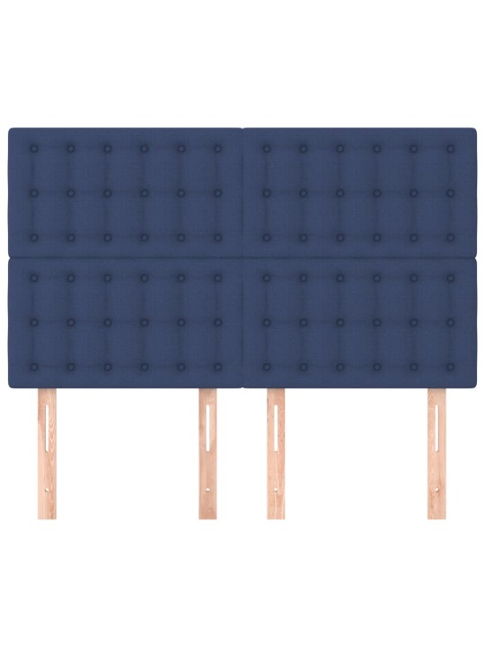 Čela postele 4 ks modrá 72 x 5 x 78/88 cm textil