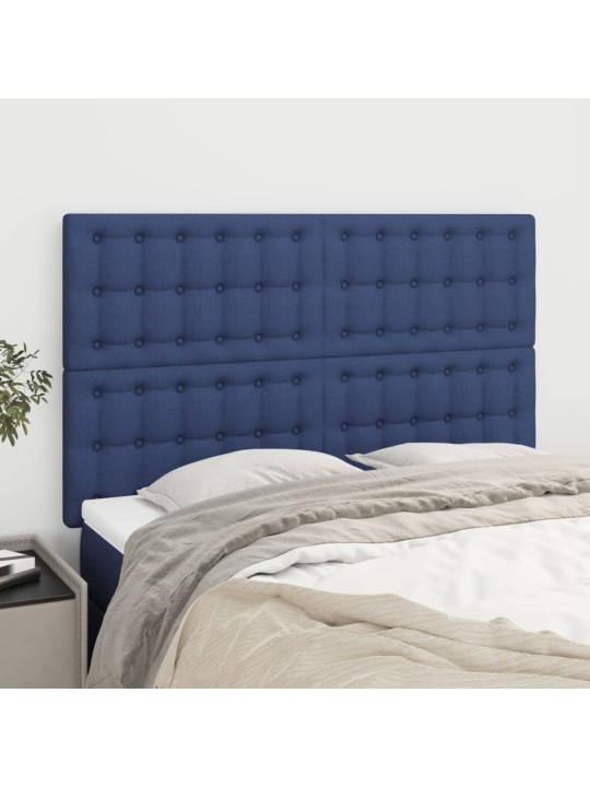 Čela postele 4 ks modrá 72 x 5 x 78/88 cm textil