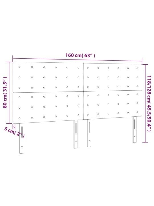 Čela postele 4 ks světle šedá 80x5x78/88 cm textil
