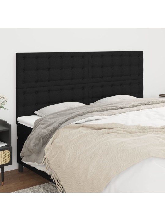Čelo postele 4 ks černé 80 x 5 x 78/88 cm textil
