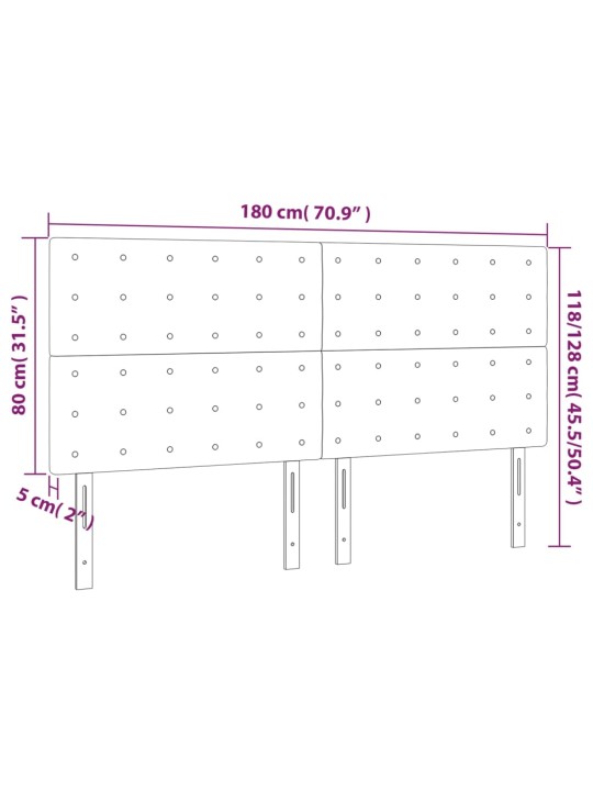 Čelo postele 4 ks krémové 90x5x78/88 cm textil