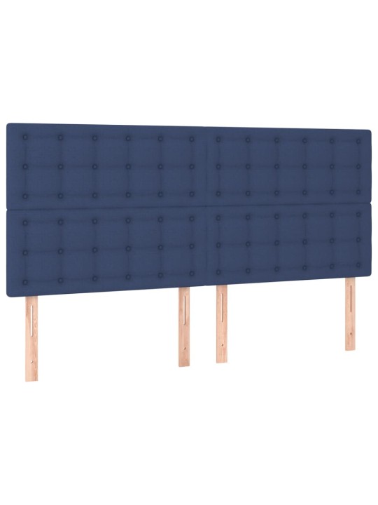Čelo postele 4 ks modré 90x5x78/88 cm textil