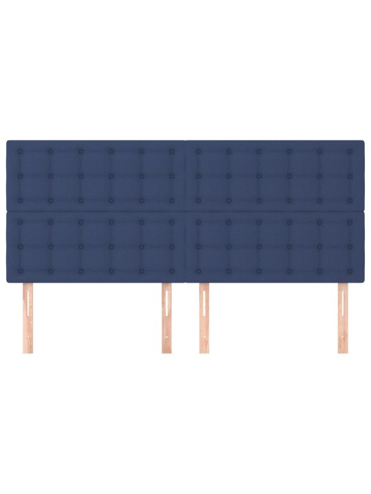 Čelo postele 4 ks modré 90x5x78/88 cm textil