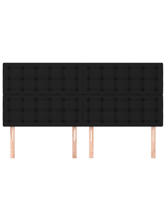 Čelo postele 4 ks černé 100x5x78/88 cm textil