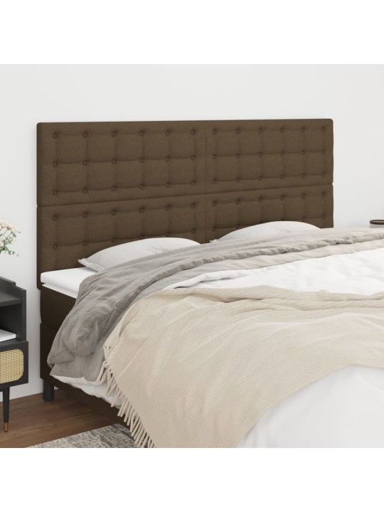 Čelo postele 4 ks tmavě hnědé 100x5x78/88 cm textil