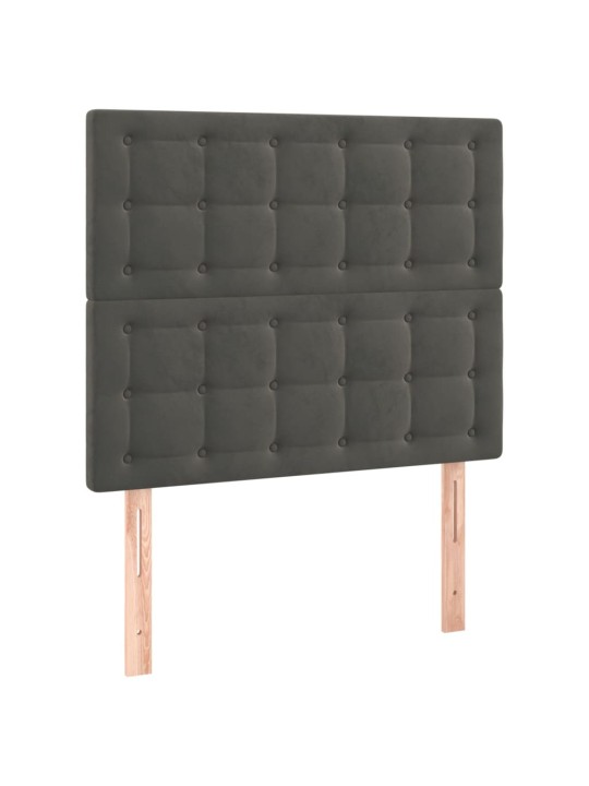 Čelo postele 2 ks tmavě šedé 80 x 5 x 78/88 cm samet