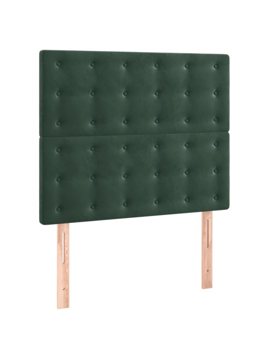 Čelo postele 2 ks tmavě zelené 80 x 5 x 78/88 cm samet