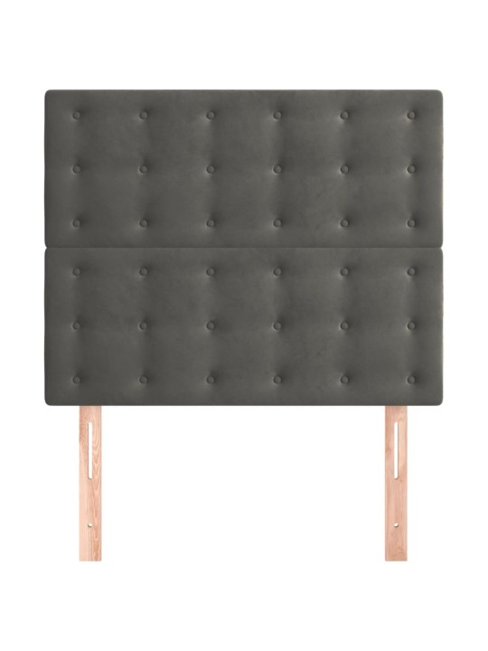 Čelo postele 2 ks tmavě šed 90x5x78/88 cm samet