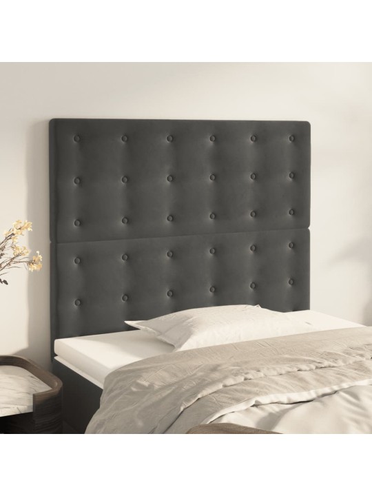 Čelo postele 2 ks tmavě šed 90x5x78/88 cm samet